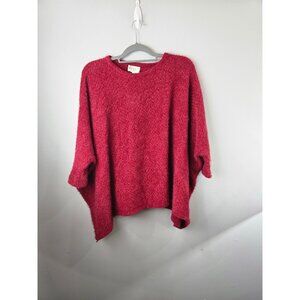 Before You Sweater Womens S Red Oversized Boxy Eyelash Christmas Fall Holiday